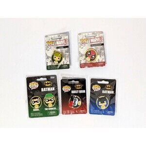 Funko Pop! Pins Robin and The Riddler Batman Harley Quinn Loki Deadpool Lot